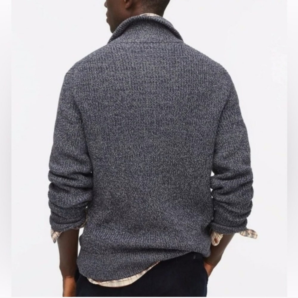 J Crew Marled cotton mockneck cardigan sweater Large - Picture 3 of 12
